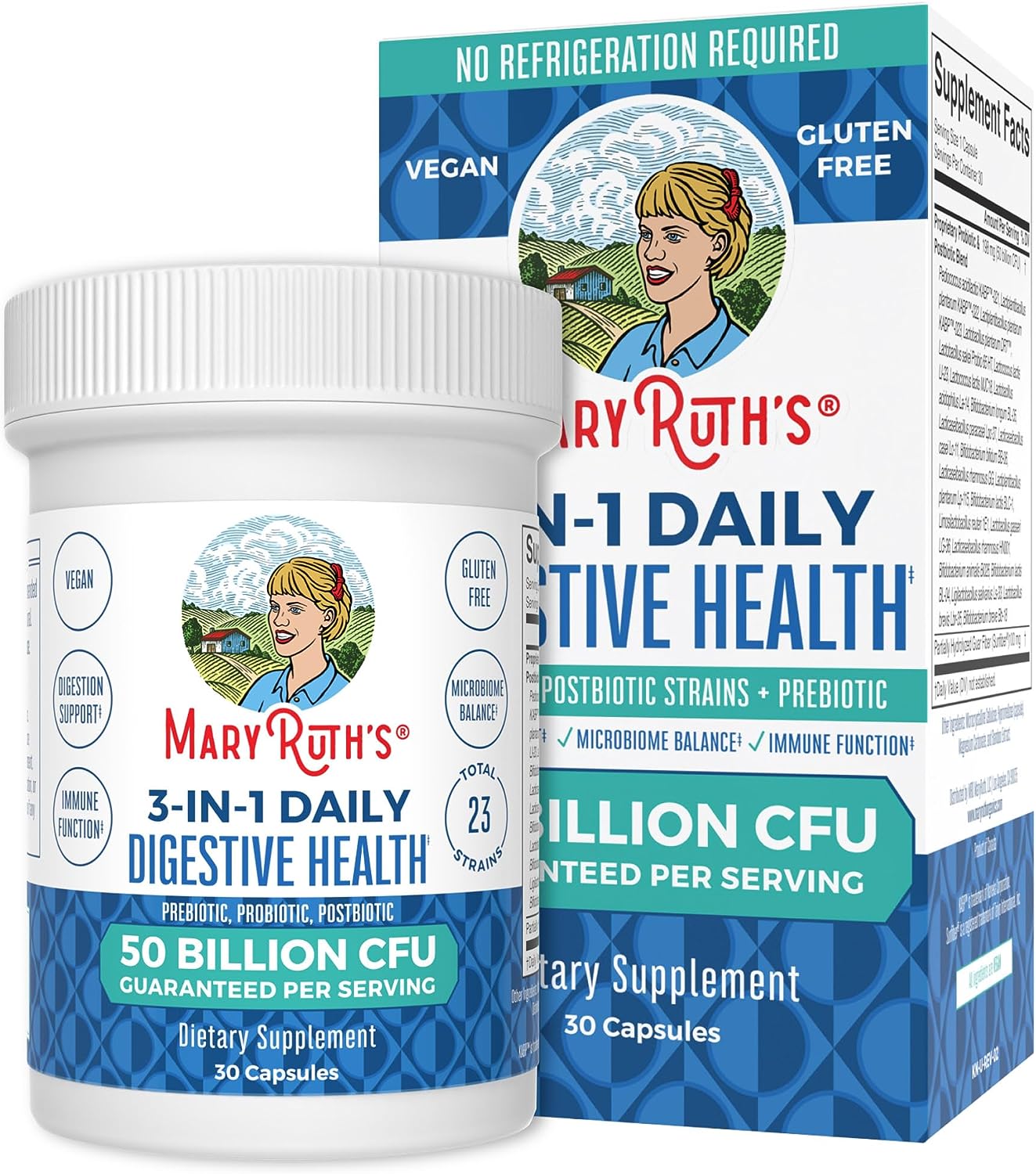 3-in-1 Probiotics for Digestive Health | Clinically Tested | Probiotic for Women & Men | Gut Health Supplement, Immune Support | 50 Billion CFU/Capsule, Allergen Free | 30 Count, 1 Month