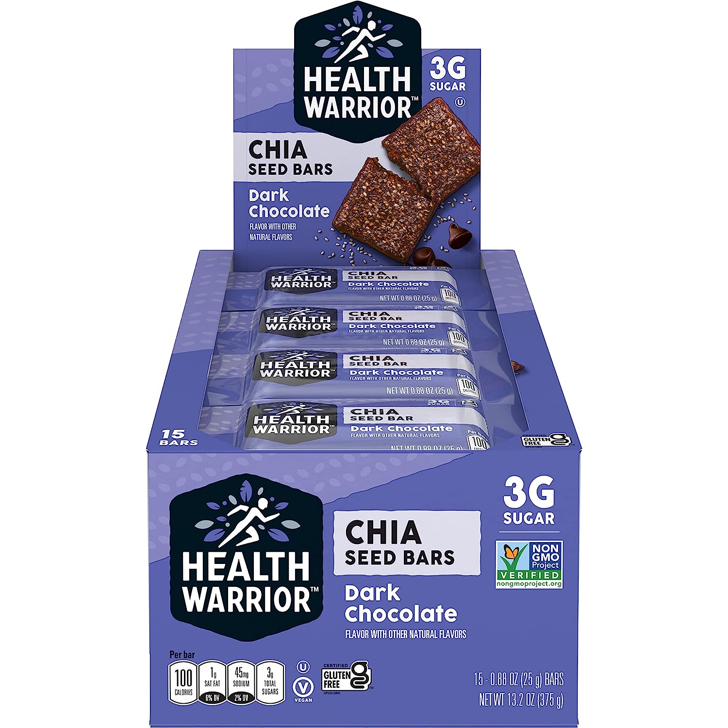 Chia Bars, Dark Chocolate, 15 Bars